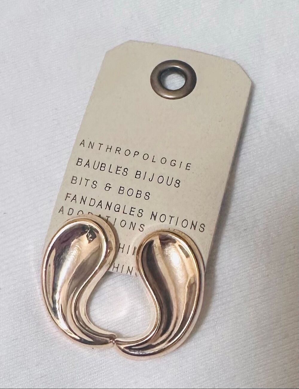 Anthropologie 14K Gold Plated Tear Drop Stud Earrings New